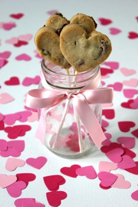 chocolate chip heart cookie lollipop