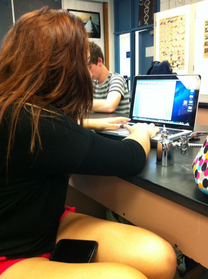 Raquel Revuelta is busy at work during class.