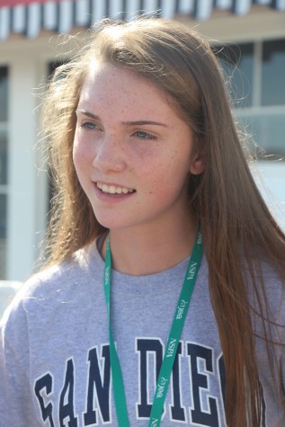 Katie Judd of Kirkwood High School in Kirkwood, Missouri, takes a break from sessions for lunch on the boardwalk.