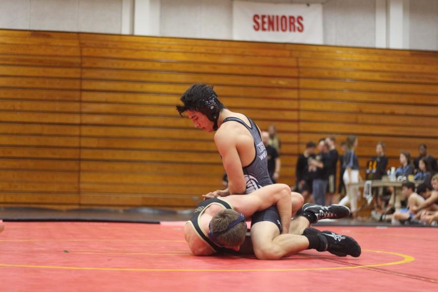 Chad Heidt (16) competes during the Leto Duals Tournament.