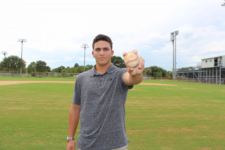 Pitcher Peter Feinman (17) moved from Virginia to Florida in hopes of improving his baseball skill.