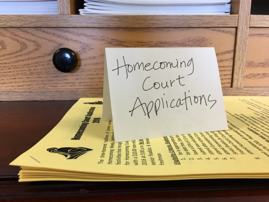 Homecoming Court applications are available in the Guidance Office and due Wednesday, Sept. 28. 