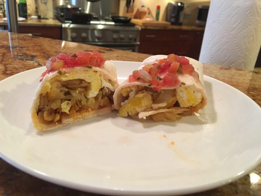 Breakfast burritos can be reheated for a quick before school breakfast.