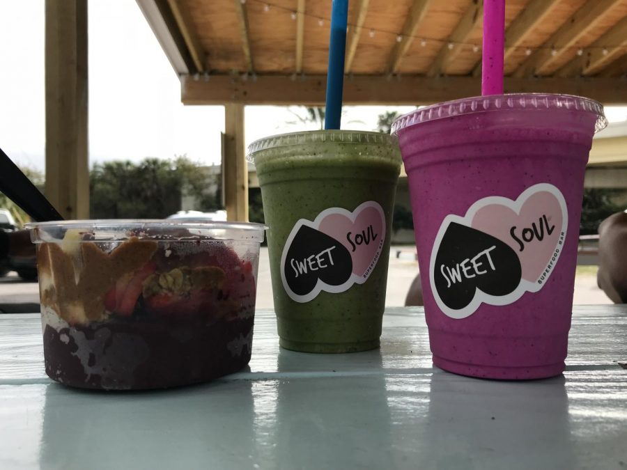 Sweet Souls Pink Dragon smoothie, Luv U So Matcha, and an Acai bowl with strawberry, banana, and granola is a must-have, according to staffer Emersyn Brown.