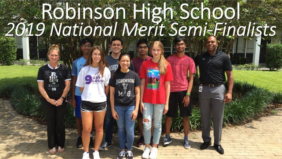This is a picture of the National Merit Semifinalists courtesy of the Robinson High School Twitter account.