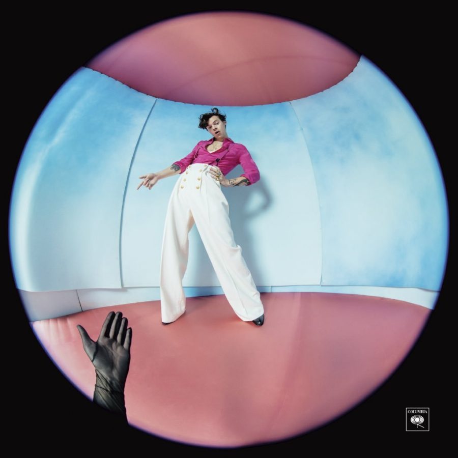 Harry Styles Fine Line album cover, shot from a fish-eye view.