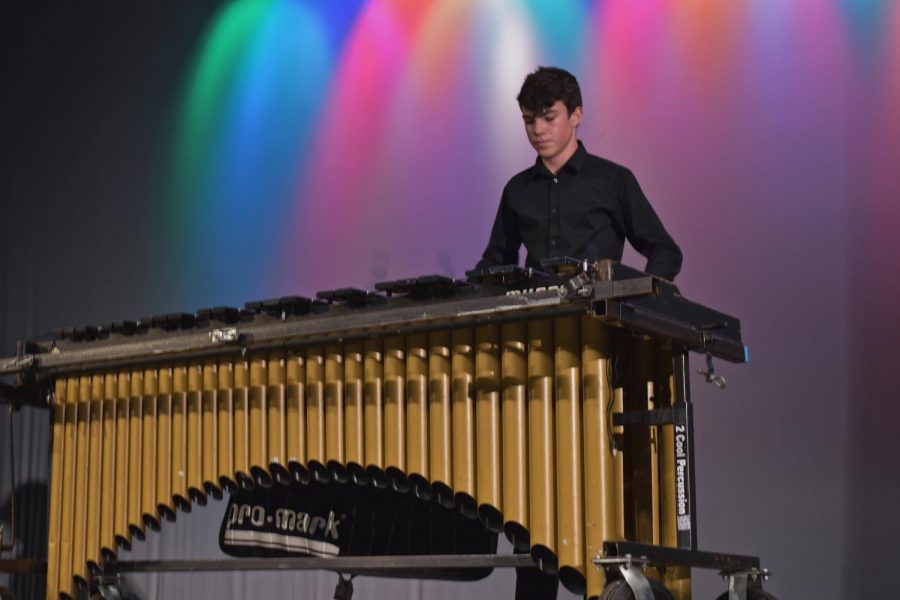 Steven May (22) playing Yellow After the Rain on the marimba.