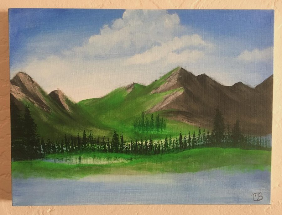 Following painting tutorials is a great way to spend time. Here is an RHSToday staffers recreation of a Bob Ross painting.