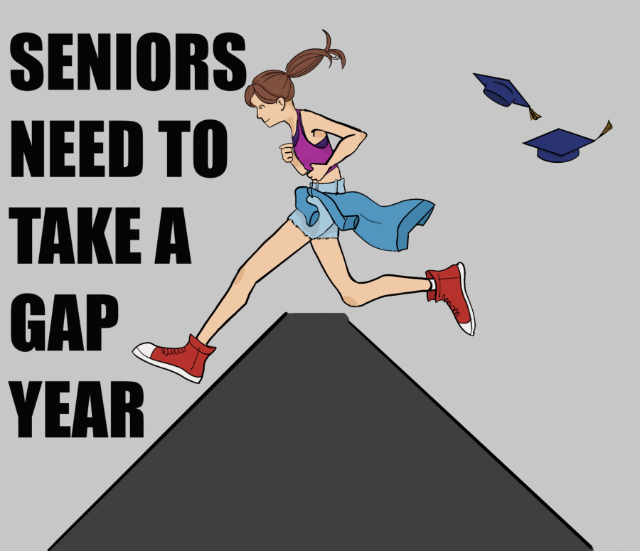 An illustration depicting seniors taking a gap year after graduation.