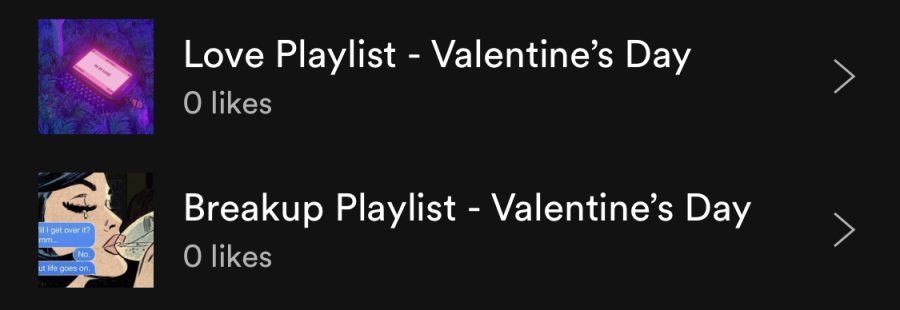 Breakup VS. love playlists for Valentines Day