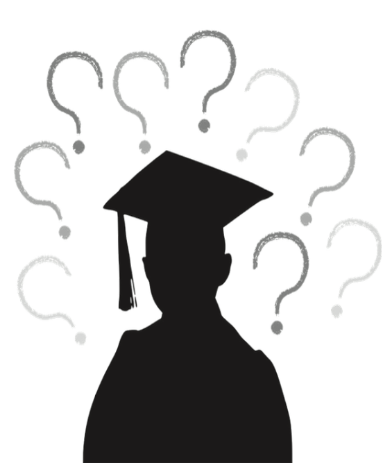 Graphic of a recent graduate confused on where to go.