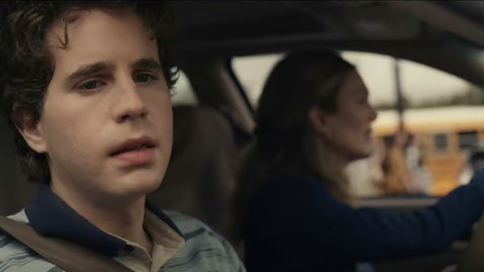 Universal Studios released still images of the Dear Evan Hansen movie when the trailer dropped. Ben Platt, as 17-year-old Evan Hansen, sits in a car with Julianne Moore, who plays Evans mother Heidi.