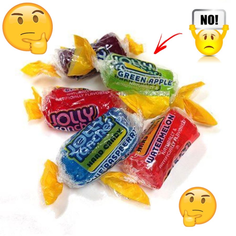 A graphic depicting my reaction (the emojis) to the jolly rancher incentive.