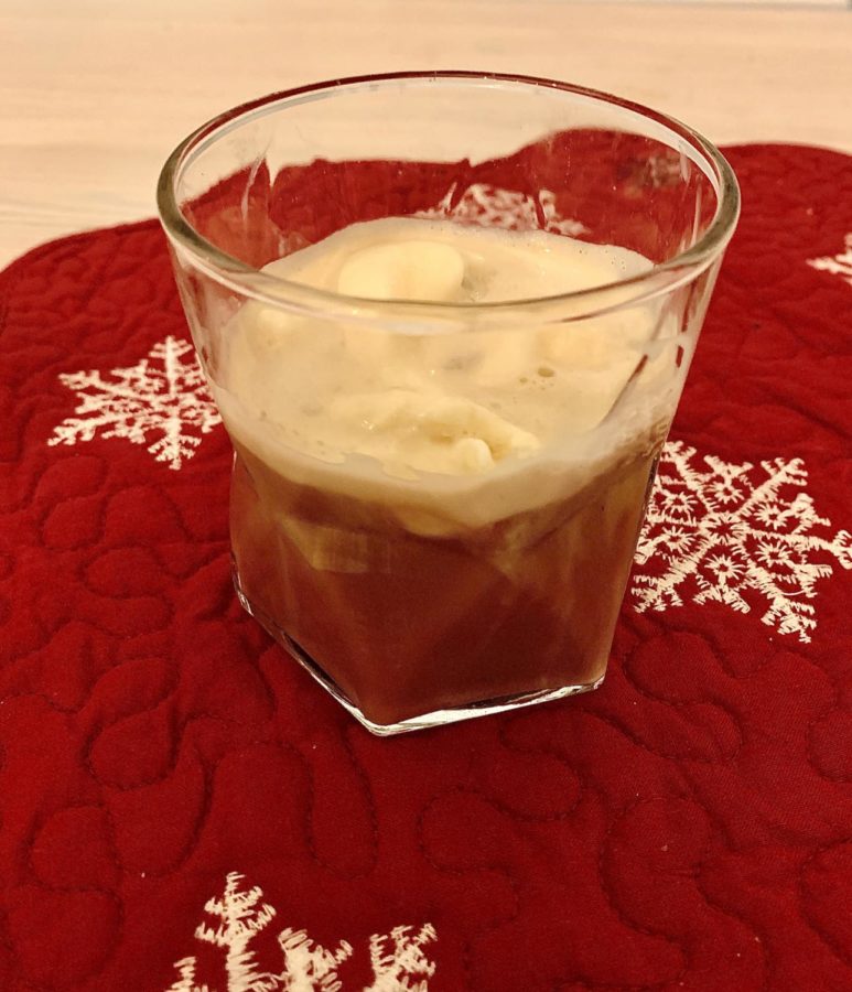 A freshly poured cup of Affogato sits on the counter waiting to be tasted. This drink took less then 5 minutes to make and is an amazing pick-me-up. 