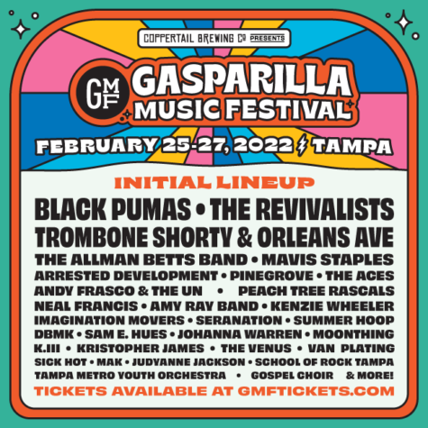 The line up for the 2022 Gasparilla Music Festival as seen on the GMF website.