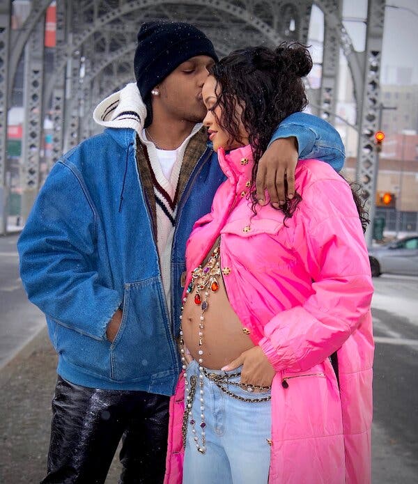 Rihanna and boyfriend A$AP Rocky in a photoshoot via Rihanna's Instagram.