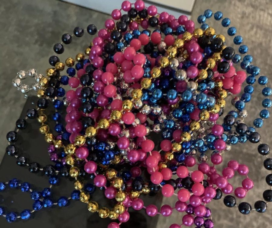 A small pile of the many, colorful beads collected every Gasparilla.