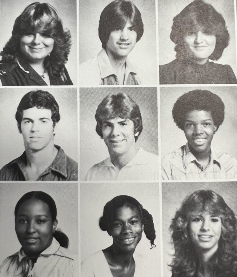 Mr. Brown, middle picture,  smiles for class picture in 82.