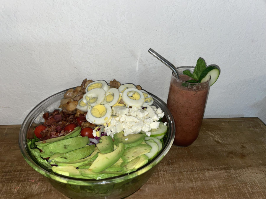 Cobb Salad with Watermelon Mint Smoothie 