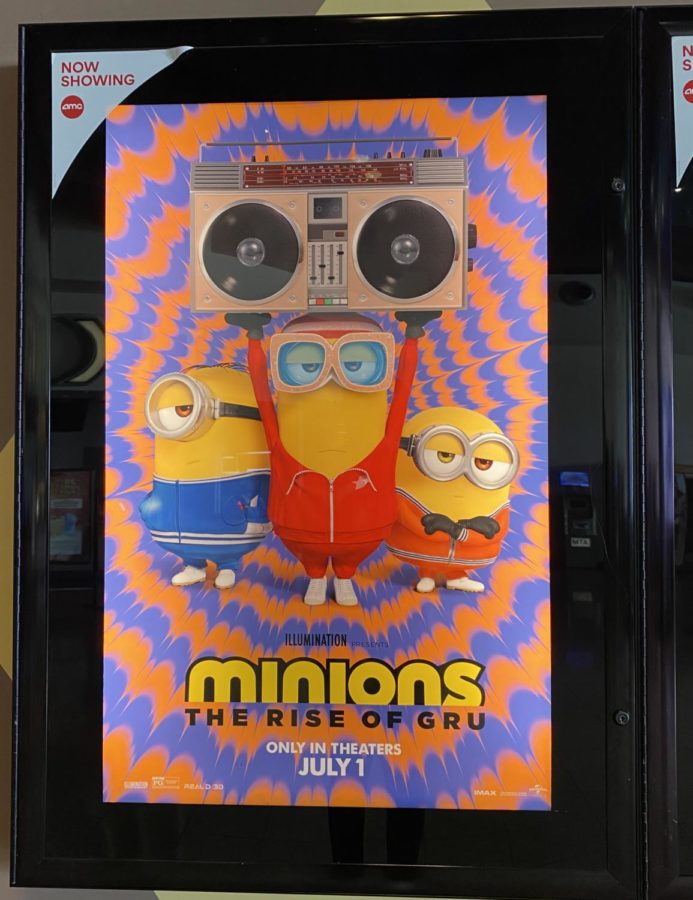 The Minions: The Rise of Gru movie poster at AMC Theater.