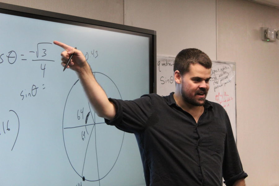 Harney teaching the unit circle to his Pre-IB trigonometry class of sophomores. 