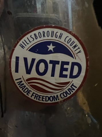 An “I Voted” sticker gets given out from the polls to everyone who votes.