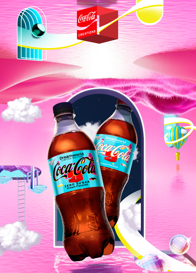 Promotional ad for the newly released limited-edition  flavor: Coca-Cola Dreamworld