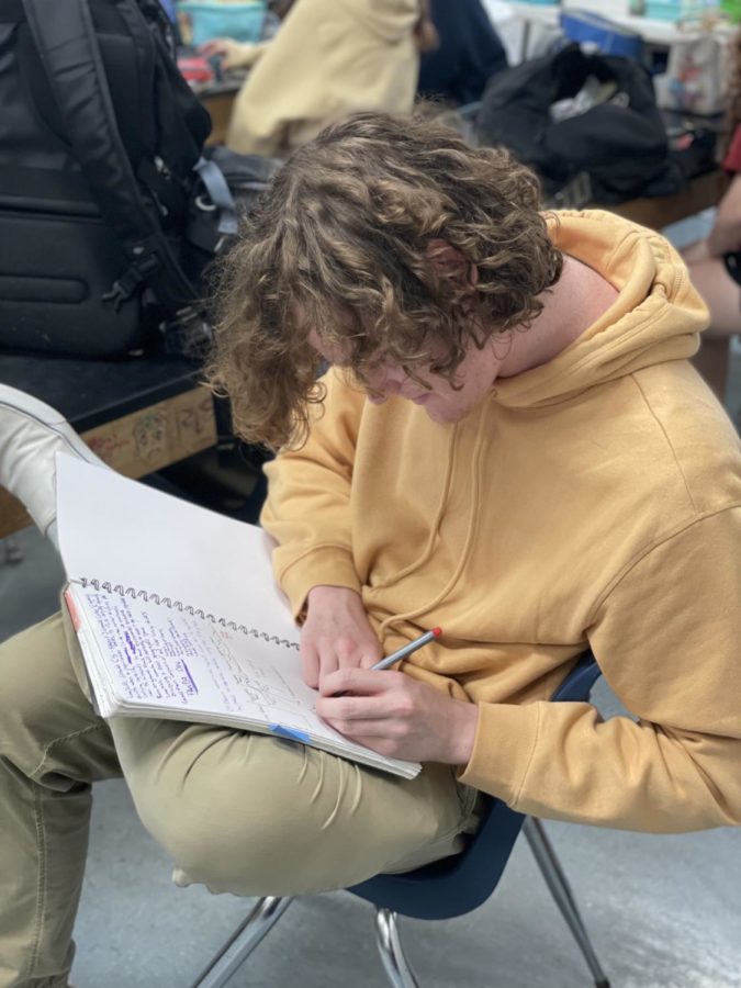 Collin Check (‘23) studying for biology on club day. 