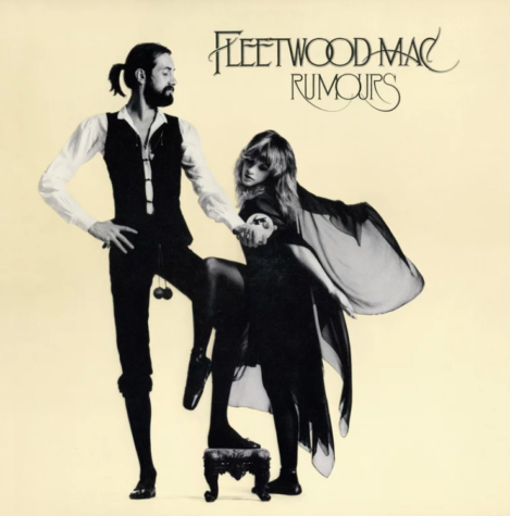 Official album cover for Rumours. Mick Fleetwood clasps singer Stevie Nicks hand in the gothic inspired album cover. 