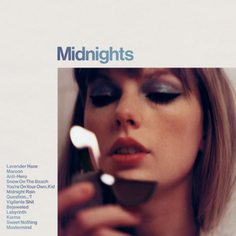 The official album cover of Taylor Swifts tenth studio album, Midnights. Swift looks mysteriously at a lightner, representing how she is better for revenge. 