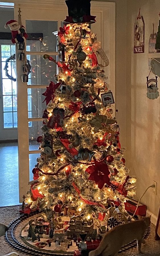 A festive Christmas tree put up too early.