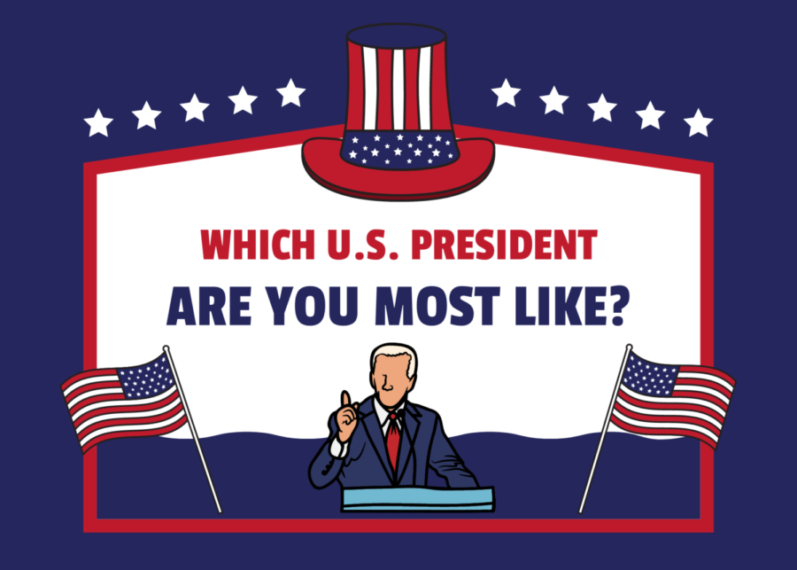 A Canva graphic depicting two American flags as well as a president. 