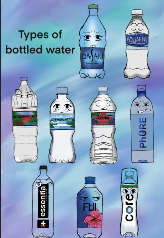 Different water bottle brands.