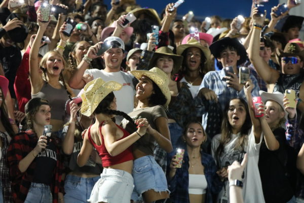 The student section at the first home game of the football season against the Strawberry Crest Chargers on Friday, Sept. 8. 