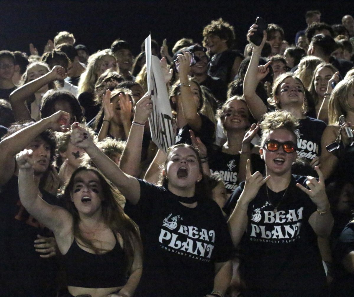 The student section roars in support of their Knights scoring a touchdown against Plant.