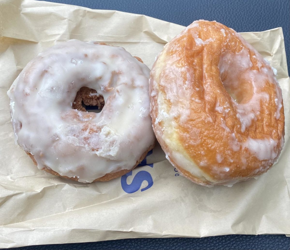 The Brown Sugar Saltcake donut and Traditional Glazed Donut from The Salty Donut. 
