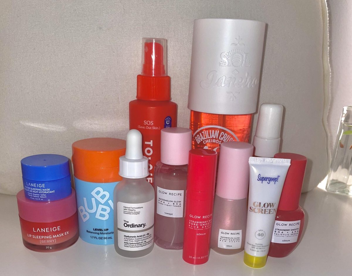 A wide array of colorful skincare