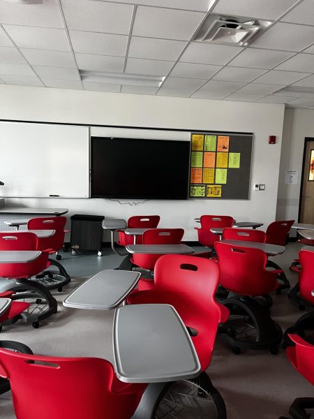 An empty classroom. 