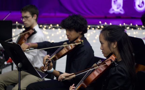 Orchestra students creating the ambiance for the IB Class of 2023 Diploma Ceremony on Friday, Dec. 15. 