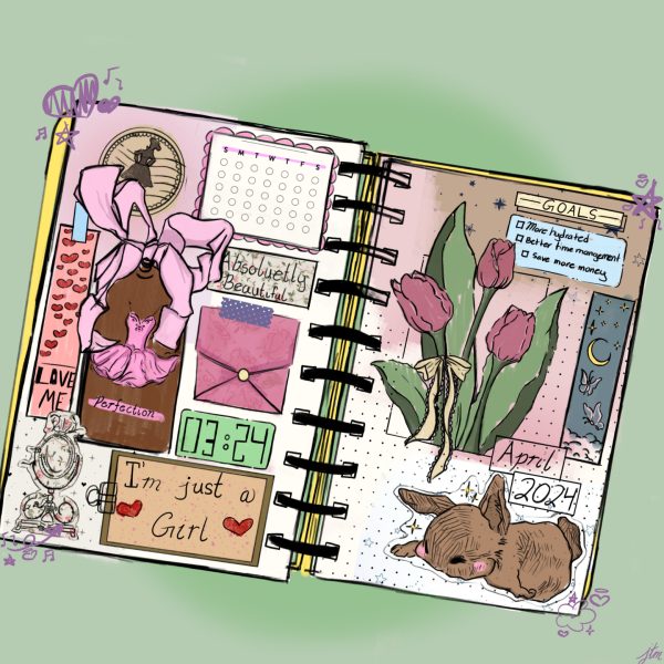 An illustration of a personal journal used for creative output.