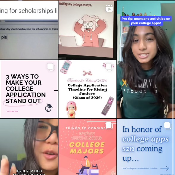 Feed from Instagram of college readiness accounts giving advice on applicant season.