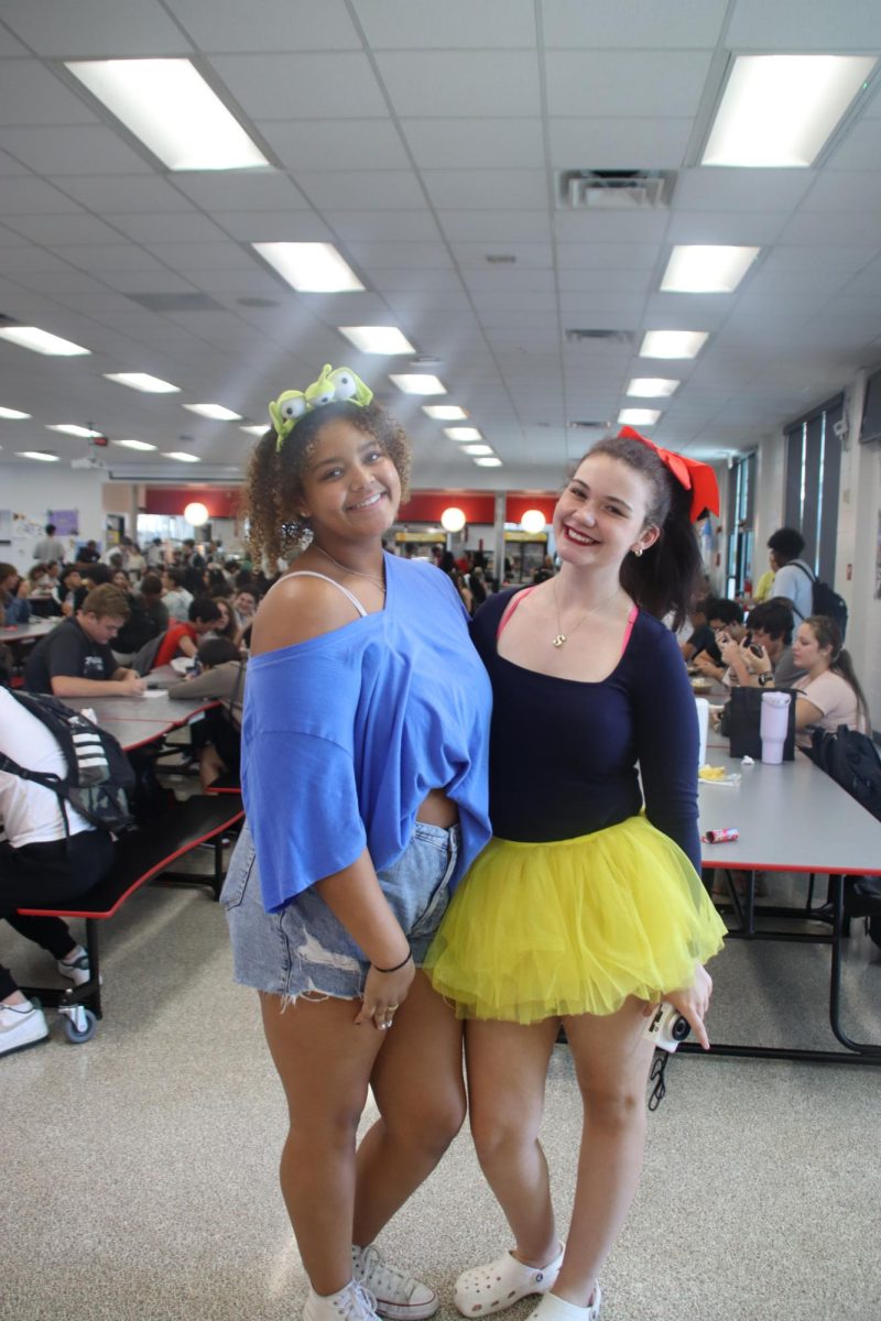 Senior Savannah Docobo and Junior Jazzy Welch dressed as a Toy Story minion and Snow White for Disney day. 