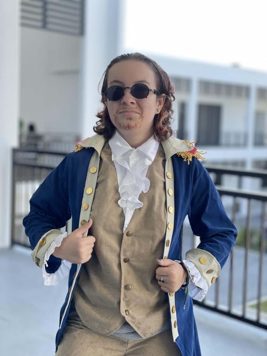 Junior Skylar Couture dressed as founding father and broad-way star Alexander Hamilton. "I thought he would be a good representation of something non-political. I also really like the show and I already had the costume," Couture said.