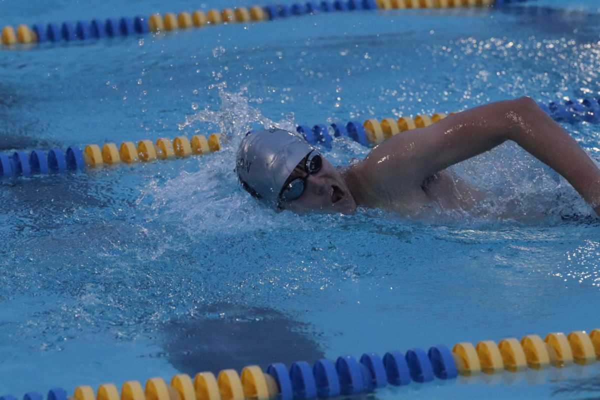 Mason Zondor ('25) participating in Free 100 IM. 