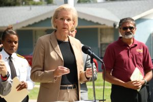 Mayor Jane Castor giving press conference regarding Hurricane Helene.