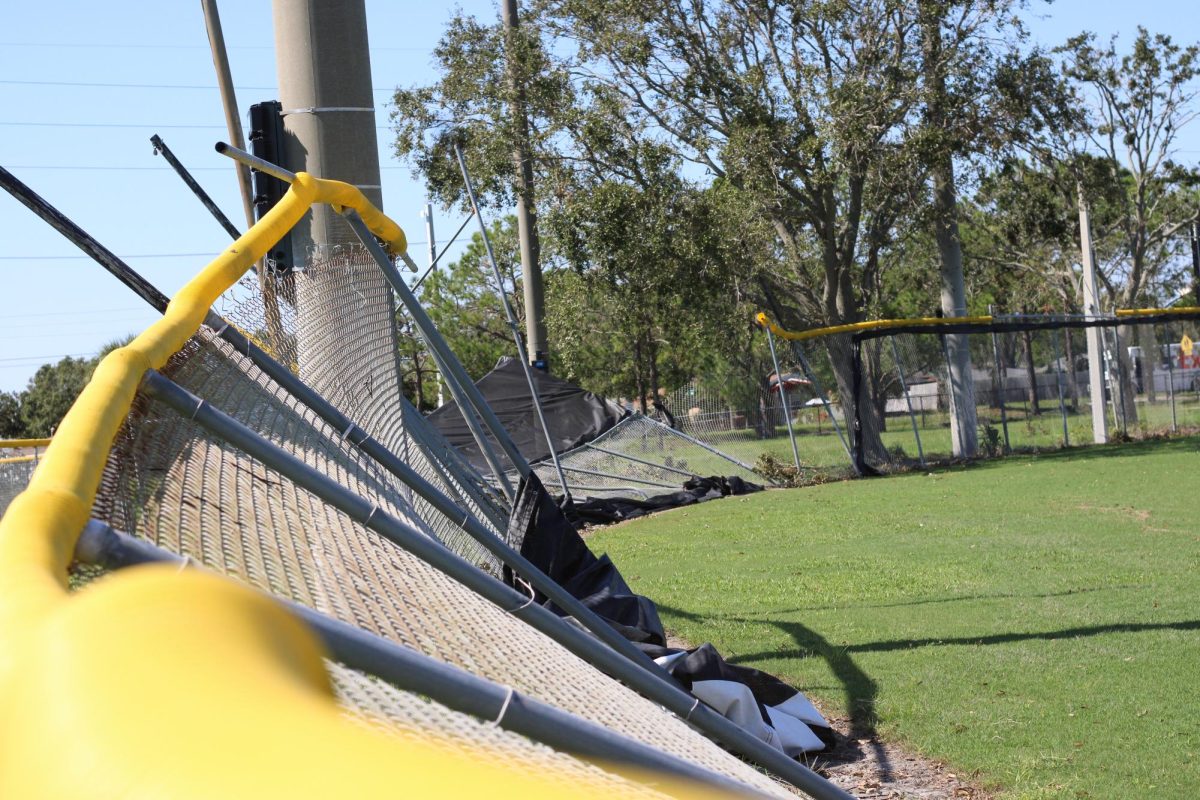 The Robinson baseball field after it was hit with Milton's 150 mph winds.