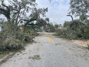 Image of the aftermath of category five Hurricane Hilton in the streets of Tampa. 