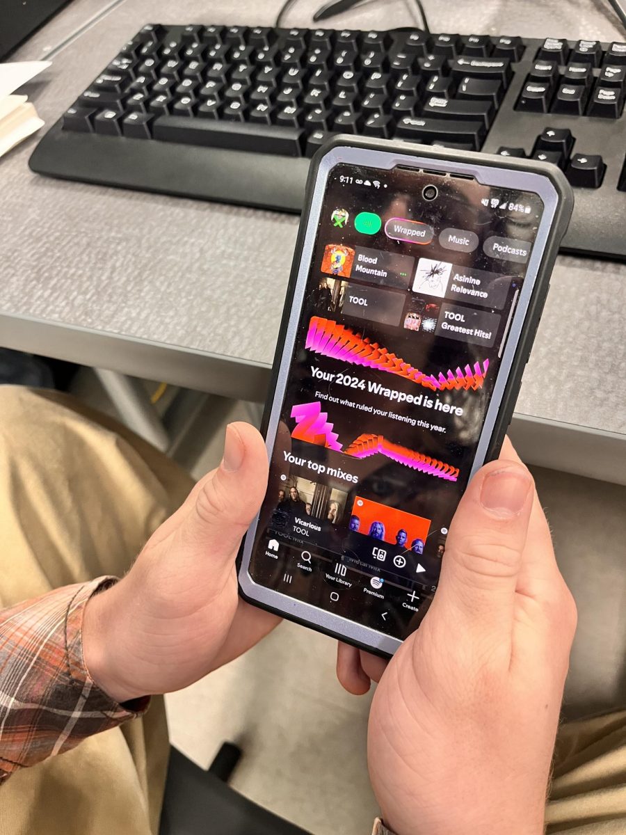 A student viewing his Spotify Wrapped.