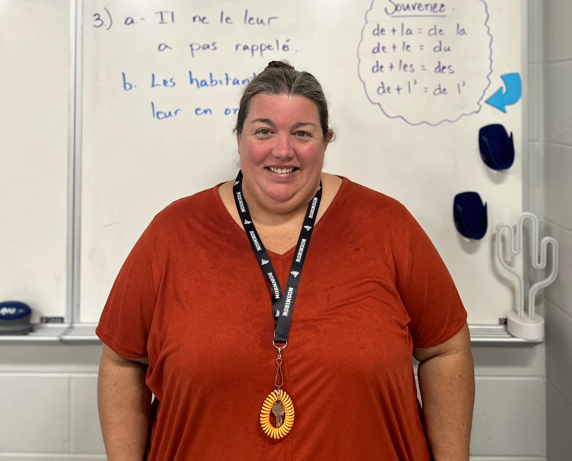 The new IB French and Spanish teacher, Renae Cheshire, in her classroom.