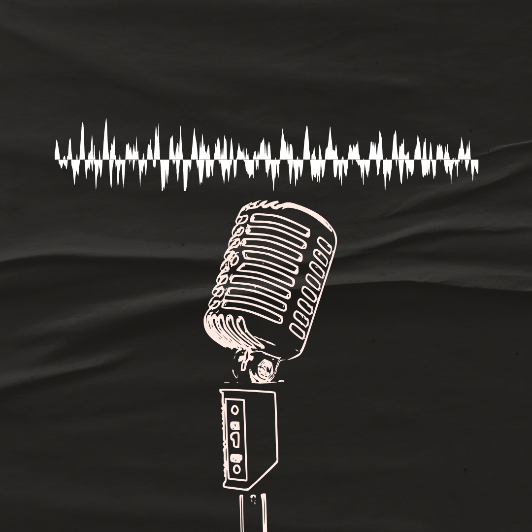 Digital illustration of a microphone with sound waves courtesy of Canva. 

